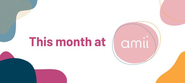 En-tête graphique "This Month at Amii" (Ce mois-ci chez Amii)